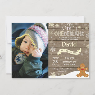 Rustic Winter Onederland 1e verjaardagsuitnodiging Kaart