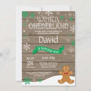 Rustic Winter Onederland 1e Verjaardagsuitnodiging Kaart