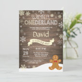 Rustic Winter Onederland 1e Verjaardagsuitnodiging Kaart (Staand voorkant)