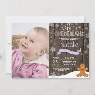 Rustic Winter Onederland 1e verjaardagsuitnodiging Kaart