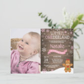 Rustic Winter Onederland 1e verjaardagsuitnodiging Kaart (Staand voorkant)