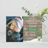 Rustic Winter Onederland 1e verjaardagsuitnodiging Kaart (Staand voorkant)