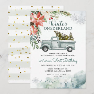 Rustic Winter ONEderland Birthday Party Invitation Kaart