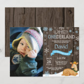 Rustic Winter Onederland Deer 1st Birthday Kaart (Voorkant / Achterkant)