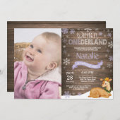 Rustic Winter Onederland Deer 1st Birthday Kaart (Voorkant / Achterkant)