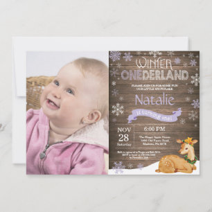 Rustic Winter Onederland Deer 1st Birthday Kaart