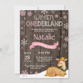 Rustic Winter Onederland Deer 1st Birthday Kaart (Voorkant)