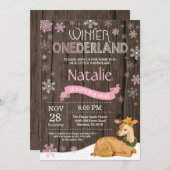 Rustic Winter Onederland Deer 1st Birthday Kaart (Voorkant / Achterkant)
