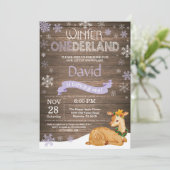 Rustic Winter Onederland Deer 1st Birthday Kaart (Staand voorkant)