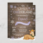 Rustic Winter Onederland Deer 1st Birthday Kaart (Voorkant / Achterkant)
