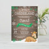 Rustic Winter Onederland Deer 1st Birthday Kaart (Staand voorkant)