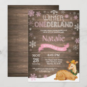 Rustic Winter Onederland Deer 1st Birthday Kaart (Voorkant / Achterkant)