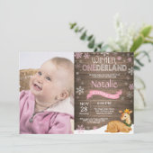 Rustic Winter Onederland Deer 1st Birthday Kaart (Staand voorkant)