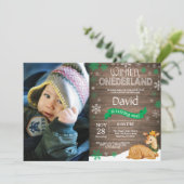 Rustic Winter Onederland Deer 1st Birthday Kaart (Staand voorkant)