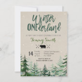 Rustic Winter onederland FIRST BIRTHDAY Kaart (Voorkant)