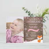 Rustic Winter Onederland Fox 1ste verjaardag Kaart (Staand voorkant)
