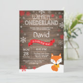 Rustic Winter Onederland Fox 1ste verjaardag Kaart (Staand voorkant)