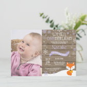 Rustic Winter Onederland Fox 1ste verjaardag Kaart (Staand voorkant)
