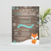 Rustic Winter Onederland Fox 1ste verjaardag Kaart (Staand voorkant)