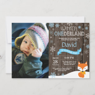 Rustic Winter Onederland Fox 1ste verjaardag Kaart