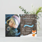 Rustic Winter Onederland Fox 1ste verjaardag Kaart (Staand voorkant)