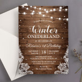 Rustic Winter ONEderland Lace Baby eerste verjaard Kaart