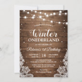 Rustic Winter ONEderland Lace Baby eerste verjaard Kaart (Voorkant)