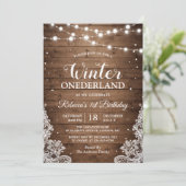 Rustic Winter ONEderland Lace Baby eerste verjaard Kaart (Staand voorkant)
