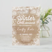 Rustic Winter ONEderland Verjaardagsuitnodiging Kaart (Staand voorkant)