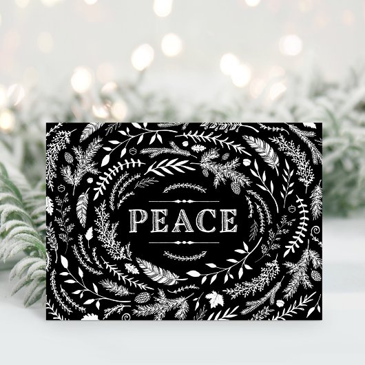 Rustic Winter Peace Holiday Greeting Card Feestdagen Kaart