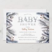 Rustic Winter Pine | Baby shower "Berries Floral" Kaart (Voorkant)