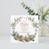 Rustic Winter Pine Berry Wreath Holiday Kaart (Staand voorkant)