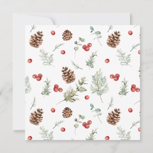 Rustic Winter Pine Berry Wreath Holiday Kaart (Achterkant)