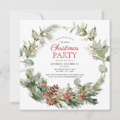 Rustic Winter Pine Berry Wreath Holiday Kaart (Voorkant)