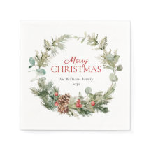 Rustic Winter Pine Berry Wreath Merry Kerstmis