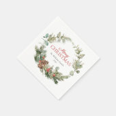 Rustic Winter Pine Berry Wreath Merry Kerstmis Servet (Hoek)