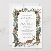 Rustic Winter Pine Cone Greenery Evergreen Wedding Kaart (Voorkant)