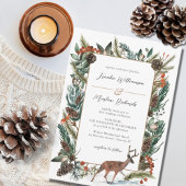 Rustic Winter Pine Cone Greenery Evergreen Wedding Kaart
