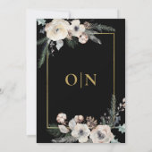 Rustic Winter Pine Floral Black Gold Frame Wedding Kaart (Achterkant)
