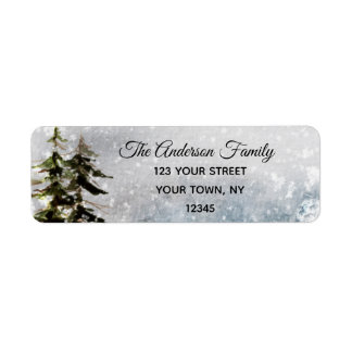 Rustic Winter Pine Snow Return-adres Etiket