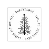 Rustic Winter Pine Tree Return Address Rubberstempel (Afrduk)