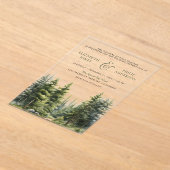 Rustic Winter Pine Trees Forest Wedding Acryl Uitnodigingen (Laagn)