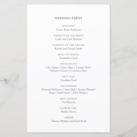 Rustic Winter Pine Trees Wedding Programme (Achterkant)
