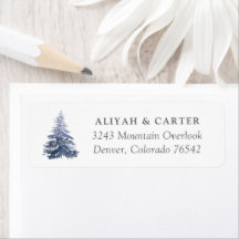 Rustic Winter Pine Trees Wedding Return Address