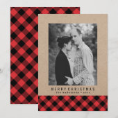 Rustic Winter Plaid | Kerst Fotokaart Feestdagenkaart (Voorkant / Achterkant)