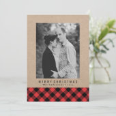 Rustic Winter Plaid | Kerst Fotokaart Feestdagenkaart (Staand voorkant)