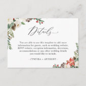 Rustic Winter Poinsettia Floral Wedding Details Informatiekaartje (Voorkant)