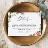 Rustic Winter Poinsettia Floral Wedding Details Informatiekaartje