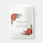 Rustic Winter Poinsettia Red Christmas Wedding Bedankzakje (Voorkant)