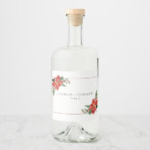 Rustic Winter Poinsettia Red Christmas Wedding Likeurfles Etiket (Voorkant)